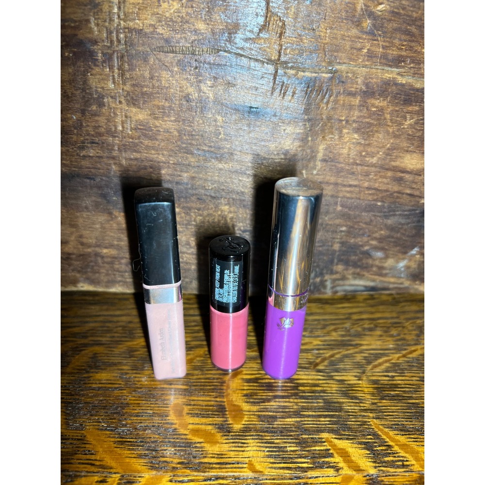 Elizabeth Arden Lancome Lip Gloss Trio Golden Pearl Peach Nude Magenta Travel